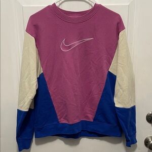 Nike Women's Tri-Tone Sweatshirt - Pink, Cream, Blue